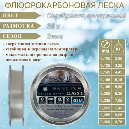 Леска SPRUT Skyline Fluorocarbon Composition Classic Silver 0.145 30м