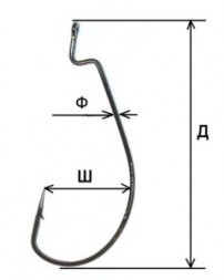 Крючок FISH SEASON Wide Range Worm №1 BN 5шт офсет. 2315-01F
