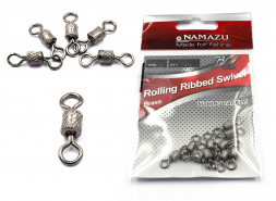 Вертлюг Namazu ROLLING RIBBED SWIVEL, латунь, цв. BN, р. 4, test-29 кг уп.10 шт